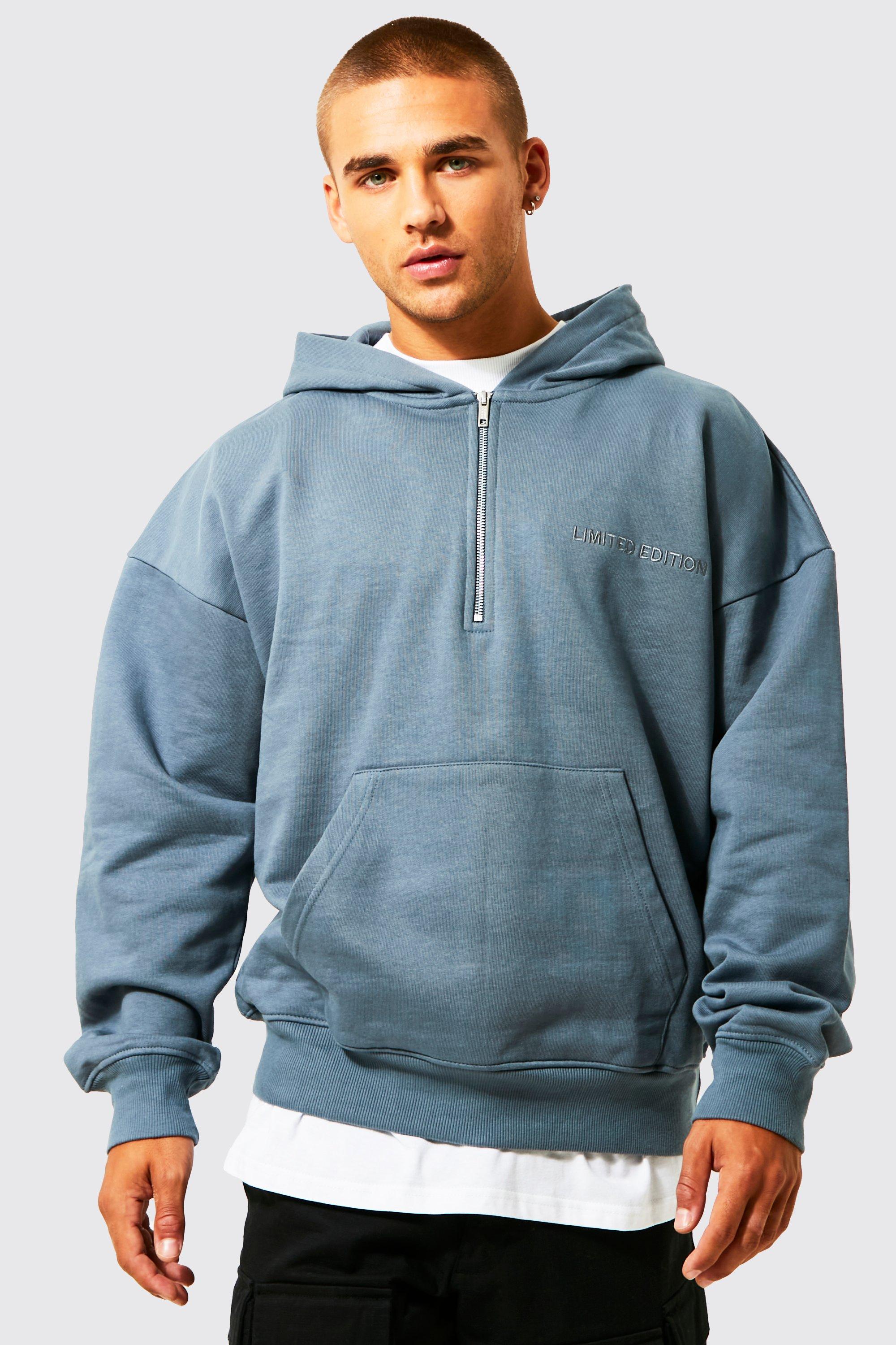 Oversized Heavyweight Limited Half Zip Hoodie boohooMAN USA